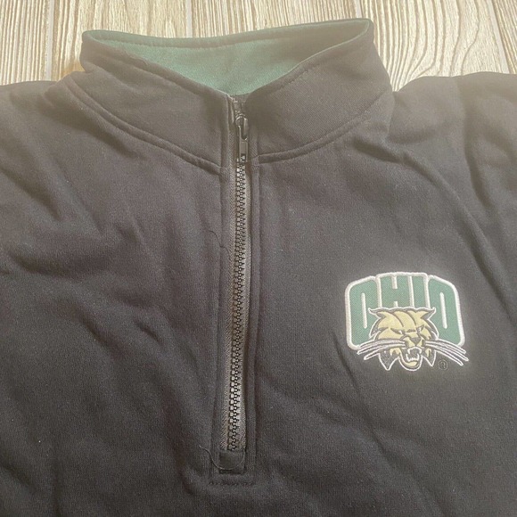 Colosseum OU Ohio Bobcats Logo 1/4 Zip Pullover Men’s M Black Jacket Pockets NWT - Picture 2 of 12
